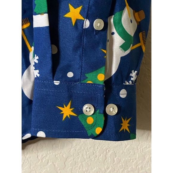 Suitmeister Long Sleeve Button Up Snowman Christmas Theme Boy's Shirt Size XL - Picture 2 of 9